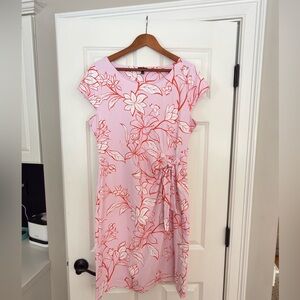 Talbots Red and White Floral Midi Dress